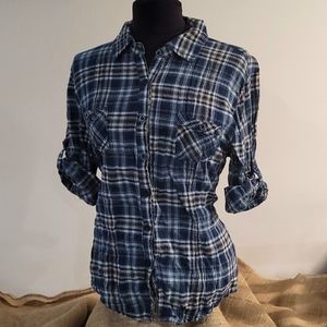 Charlotte Russe 3/4 length Sleeve Plaid Button up